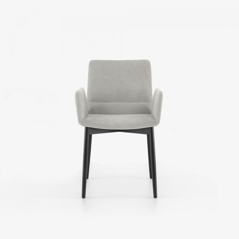 LIGNE ROSET CHAIR WITH ARMS BLACK STAINED BEECH BASE BENDCHAIR