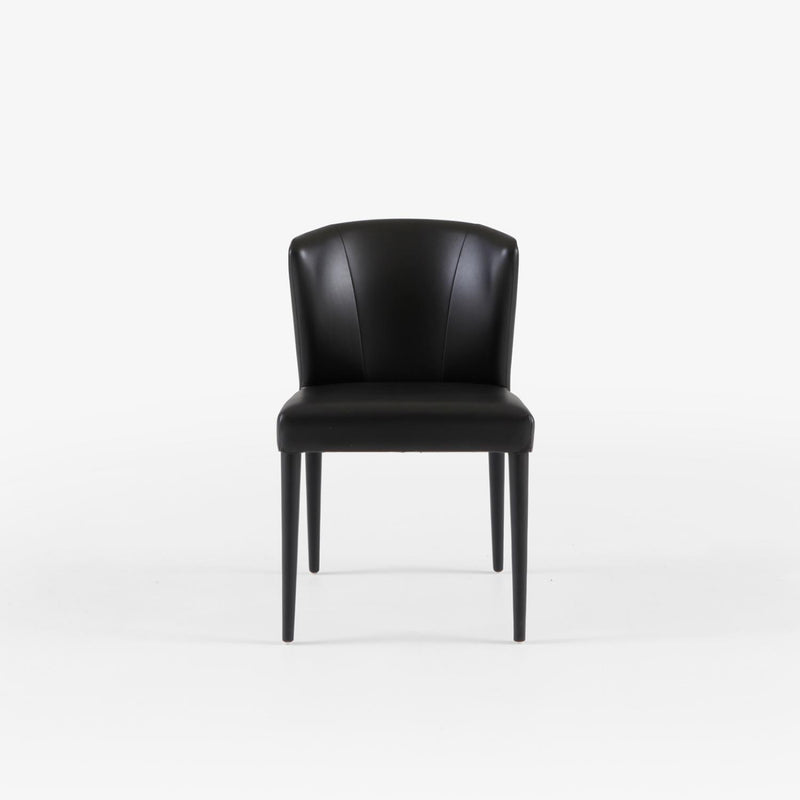 LIGNE ROSET SET OF 2 DINING CHAIRS - CIRCA BLACK LEATHER BLACK-STAINED BEECH LEGS CIRCO / CIRCA