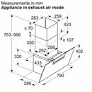 Bosch - 系列 4 壁掛式抽油煙機 80 公分透明玻璃黑色印花 DWK87FN60B