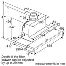 博世-系列| 4 伸縮抽油煙機 90 公分銀色金屬 DFS097A51B
