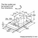 Bosch - Series 8 Ceiling cooker hood 90 cm Stainless steel DID09T951B