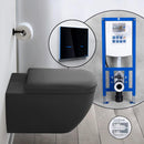 Duravit Happy D.2 complete SET wall-mounted toilet with neeos pre-wall element, flush plate with rectangular button in