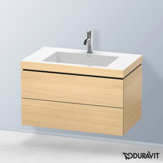 Duravit Vero Air washbasin with L-Cube vanity unit with 2 pull-out compartments, with interior system in maple