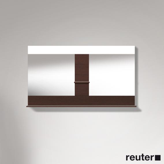 Duravit Vero mirror with LED lighting, shelf at the bottom & in the middle dark chestnut