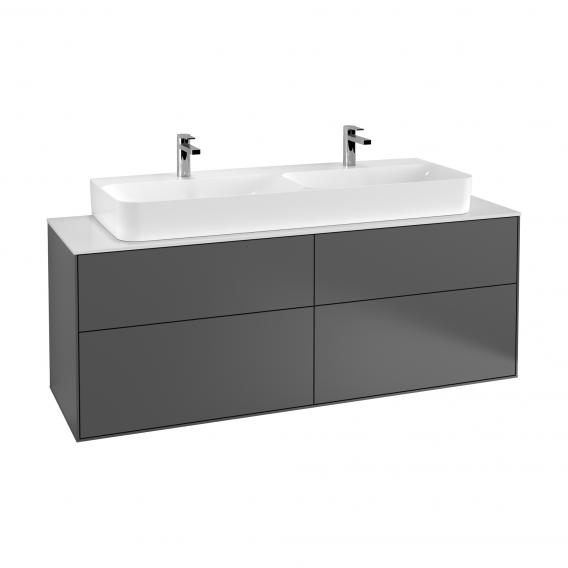 Villeroy & Boch Finion vanity unit with 4 pull-out compartments for double washbasin matt anthracite, furniture top
