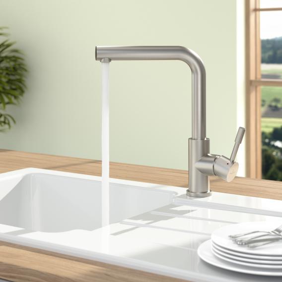 Villeroy & Boch Modern Steel single-lever kitchen mixer tap, for low pressure stainless steel