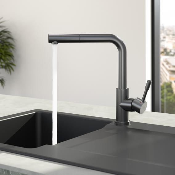 Villeroy & Boch Steel Shower single-lever kitchen mixer tap, with pull-out spout