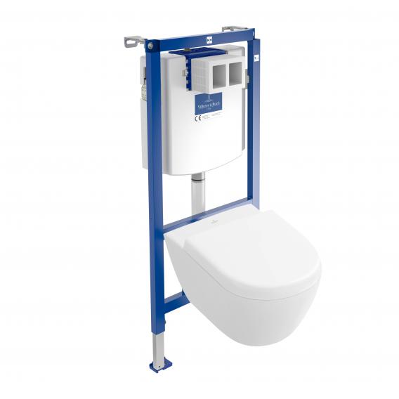 Villeroy & Boch Subway 2.0 & ViConnect NEW complete set wall-mounted washdown toilet, open flush rim, with toilet seat
