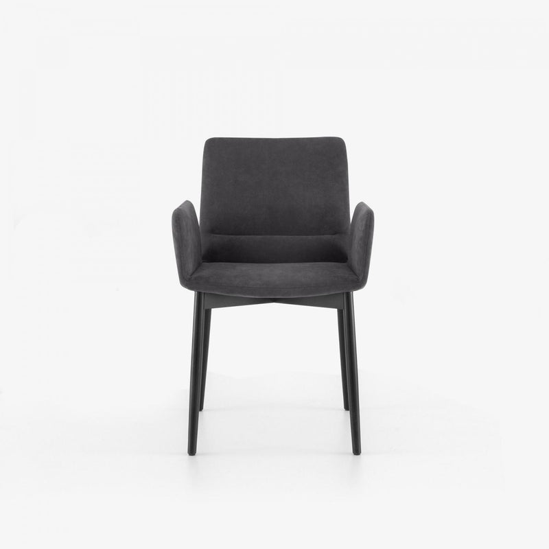 LIGNE ROSET CHAIR WITH ARMS BLACK STAINED BEECH BASE BENDCHAIR