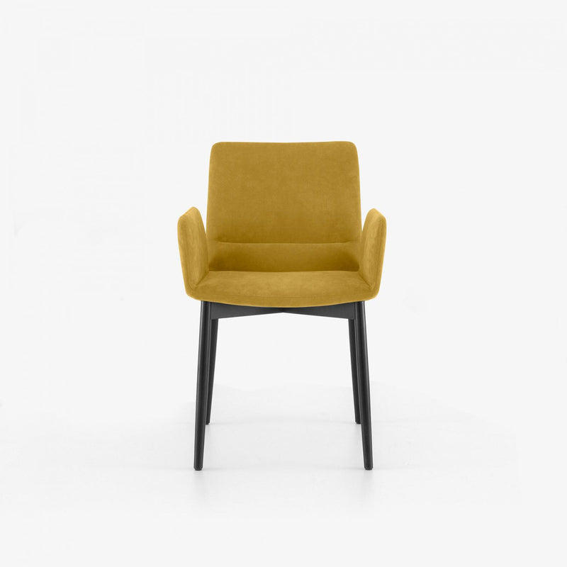 LIGNE ROSET CHAIR WITH ARMS BLACK STAINED BEECH BASE BENDCHAIR