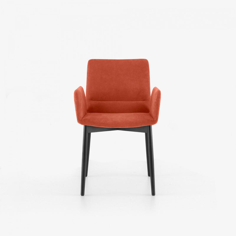 LIGNE ROSET CHAIR WITH ARMS BLACK STAINED BEECH BASE BENDCHAIR