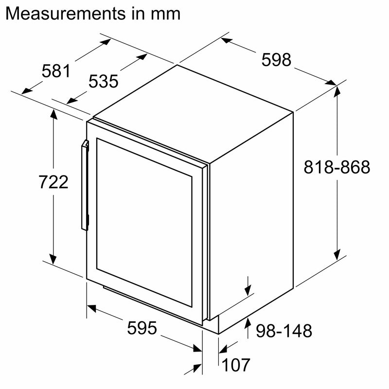 西門子 - IQ500 玻璃門酒櫃 82 x 60 公分 KU21WAHG0G