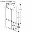 Bosch - Series 2 Built-in fridge-freezer with freezer at bottom 177.2 x 54.1 cm flat hinge KIN86NFE0G