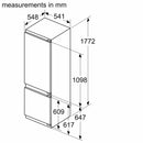 博世-系列| 4 內置冰箱，底部有冷凍室 177.2 x 54.1 cm 平鉸鏈 KIV87VFE0G