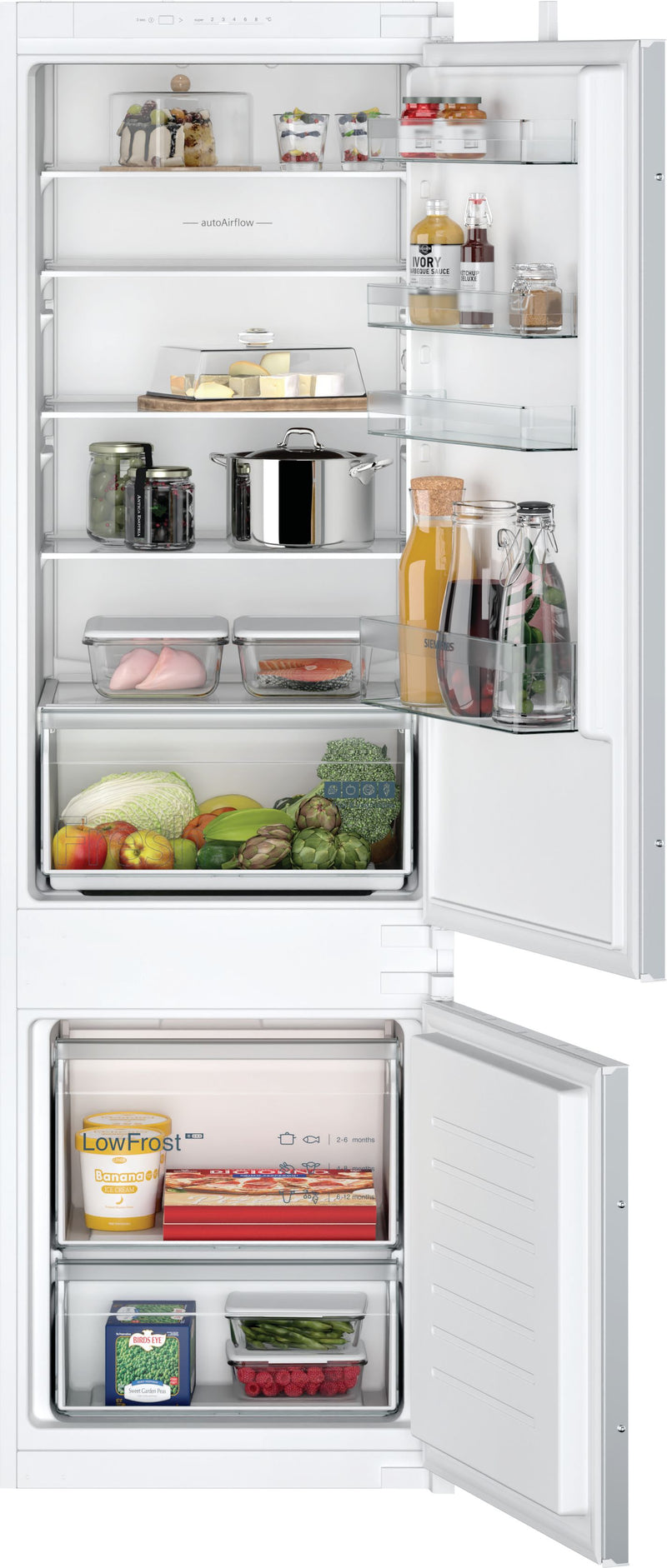 Siemens - iQ100 Built-in fridge-freezer with freezer at bottom 177.2 x 54.1 cm sliding hinge KI87VNSE0G