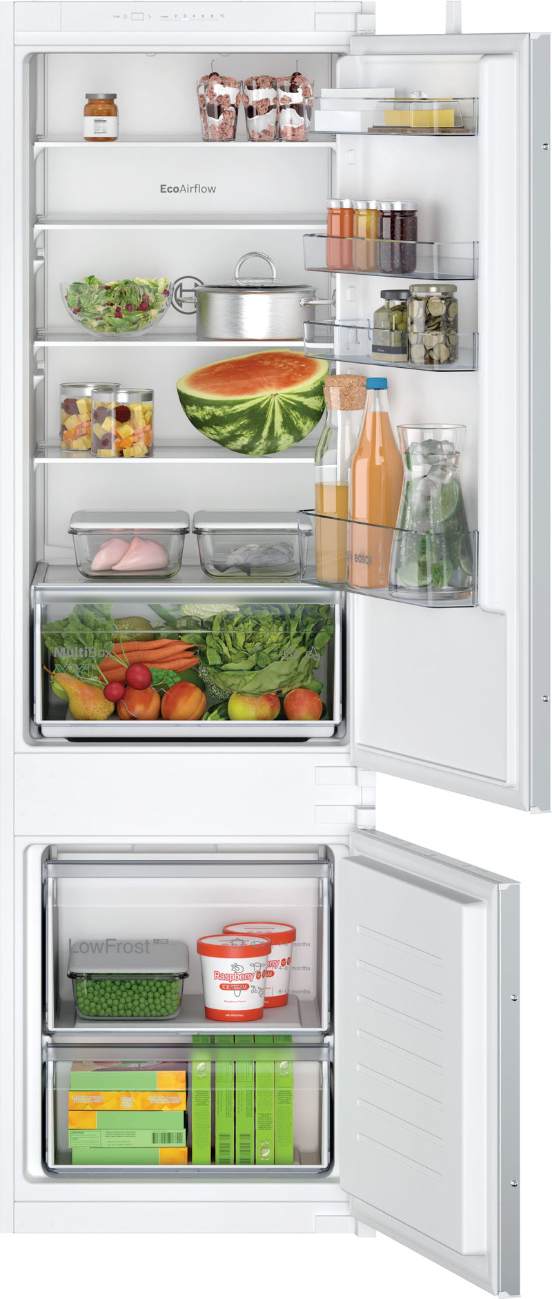 Bosch - Series 2 Built-in fridge-freezer with freezer at bottom 177.2 x 54.1 cm sliding hinge KIV87NSE0G