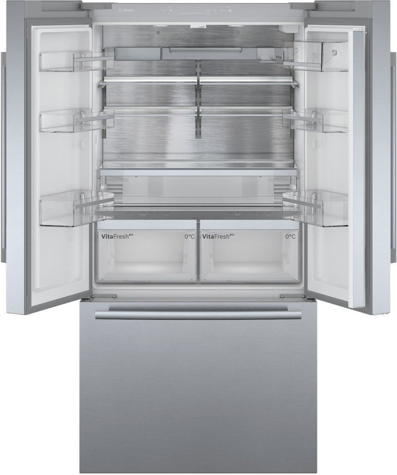 Bosch - Series 8 French door bottom freezer, multi door 183 x 90.5 cm Brushed steel anti-fingerprint KFF96PIEP