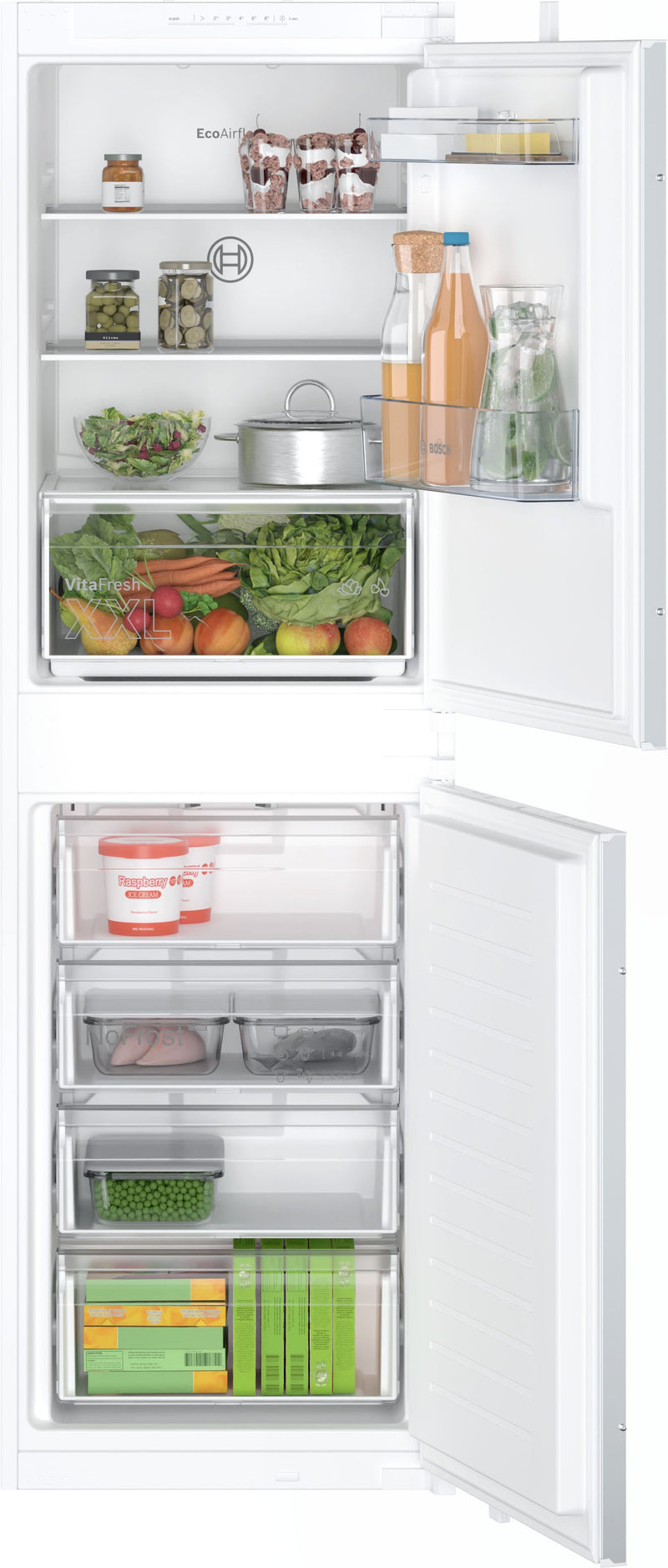 Bosch - Series 2 Built-in fridge-freezer with freezer at bottom 177.2 x 54.1 cm sliding hinge KIN85NSE0G