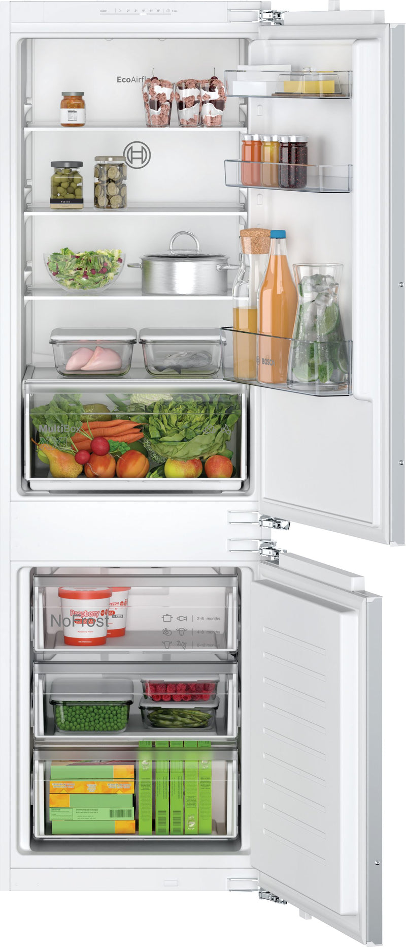 Bosch - Series 2 Built-in fridge-freezer with freezer at bottom 177.2 x 54.1 cm flat hinge KIN86NFE0G