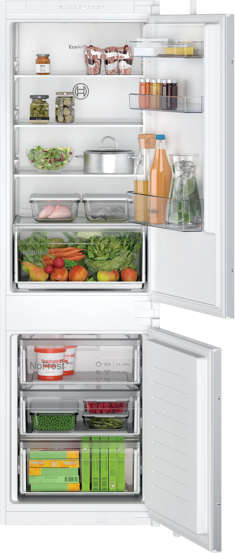 Bosch - Series 2 Built-in fridge-freezer with freezer at bottom 177.2 x 54.1 cm sliding hinge KIN86NSE0G