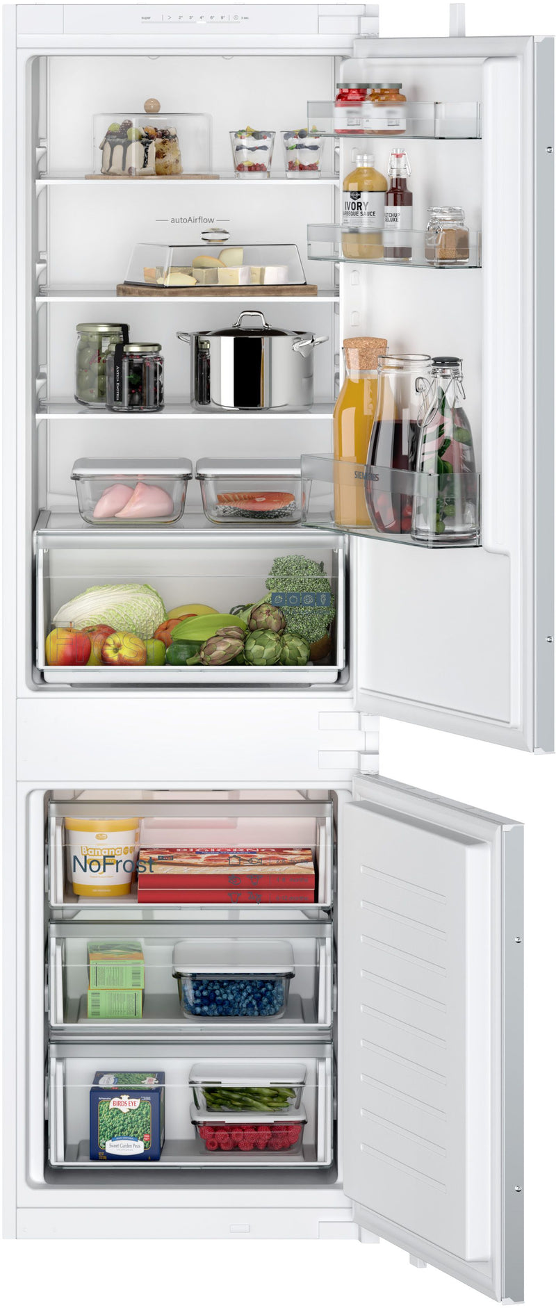 Siemens - IQ100 Built-in Fridge-freezer With Freezer At Bottom 177.2 x 54.1 cm Sliding Hinge KI86NNSF0