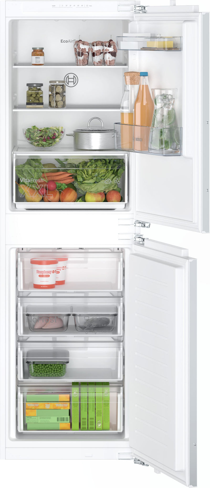 Bosch - Series 2 Built-in fridge-freezer with freezer at bottom 177.2 x 54.1 cm flat hinge KIN85NFE0G