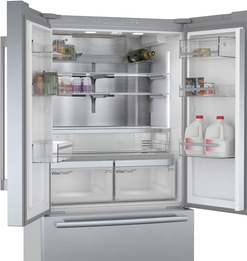 Bosch - Series 8 French door bottom freezer, multi door 183 x 90.5 cm Brushed steel anti-fingerprint KFF96PIEP