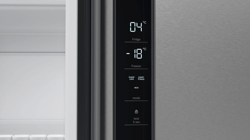 Bosch - Series 4 French door bottom freezer, multi door 183 x 90.5 cm Brushed steel anti-fingerprint KFN96VPEAG