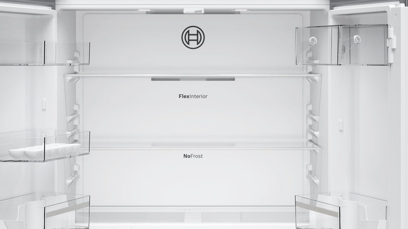 Bosch - Series 4 French door bottom freezer, multi door 183 x 90.5 cm Brushed steel anti-fingerprint KFN96VPEAG