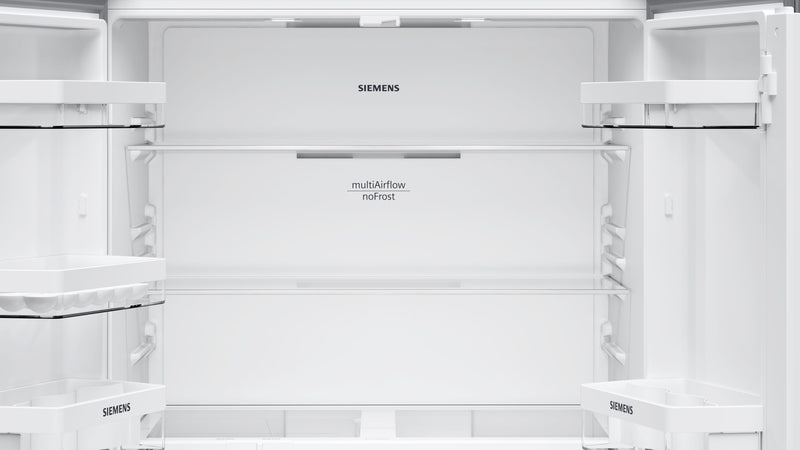 Siemens - iQ300 French door bottom freezer, multi door 183 x 90.5 cm Brushed steel anti-fingerprint KF96NVPEAG