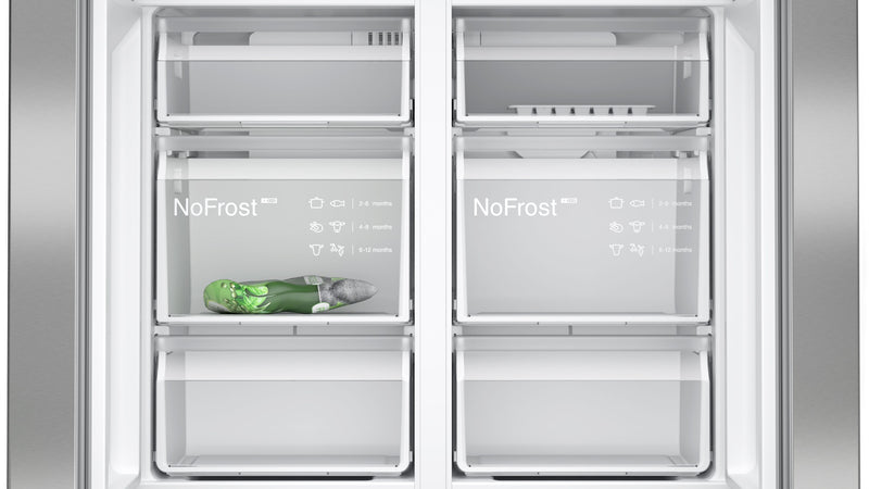 Siemens - iQ300 French door bottom freezer, multi door 183 x 90.5 cm Brushed steel anti-fingerprint KF96NVPEAG