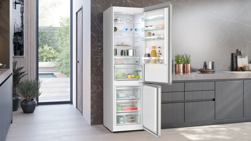 Siemens - iQ300 Free-standing fridge-freezer with freezer at bottom 203 x 60 cm Brushed steel anti-fingerprint KG39NXIBF