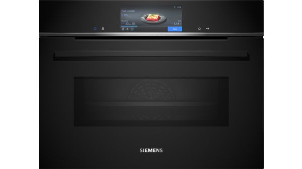 Siemens - iQ700 Built-in compact oven with microwave function 60 x 45 cm Black - CM778GNB1B