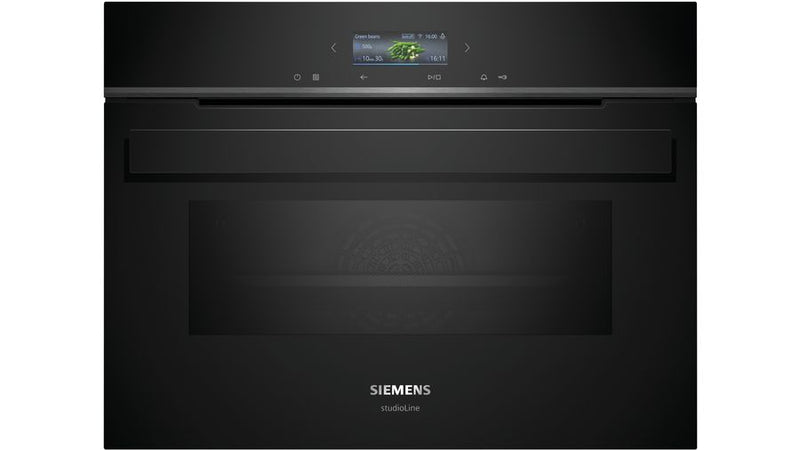 Siemens - iQ700 Built-in compact oven with microwave function 60 x 45 cm Black - CM924G1B1B
