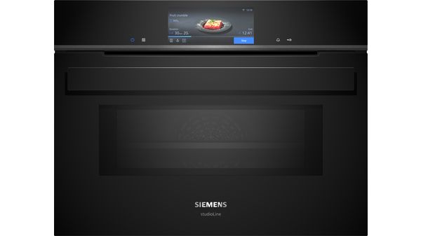 Siemens - iQ700 Built-in compact oven with microwave function 60 x 45 cm Black - CM978GNB1B