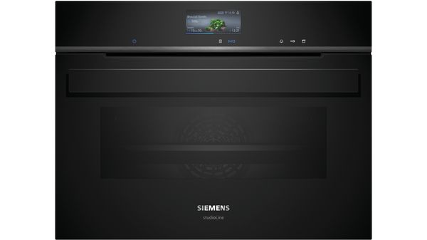 Siemens - iQ700 Built-in compact oven with steam function 60 x 45 cm Black - CS956GCB1