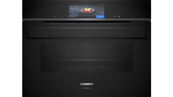 Siemens - iQ700 Built-in compact oven with steam function 60 x 45 cm Black - CS958GDD1