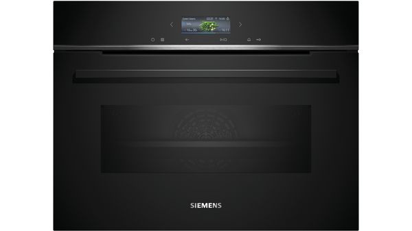 Siemens - iQ700 Built-in compact oven with microwave function 60 x 45 cm Black - CM724G1B1B