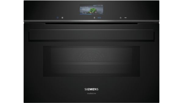 Siemens - iQ700 Built-in compact oven with microwave function 60 x 45 cm Black - CM976GMB1B