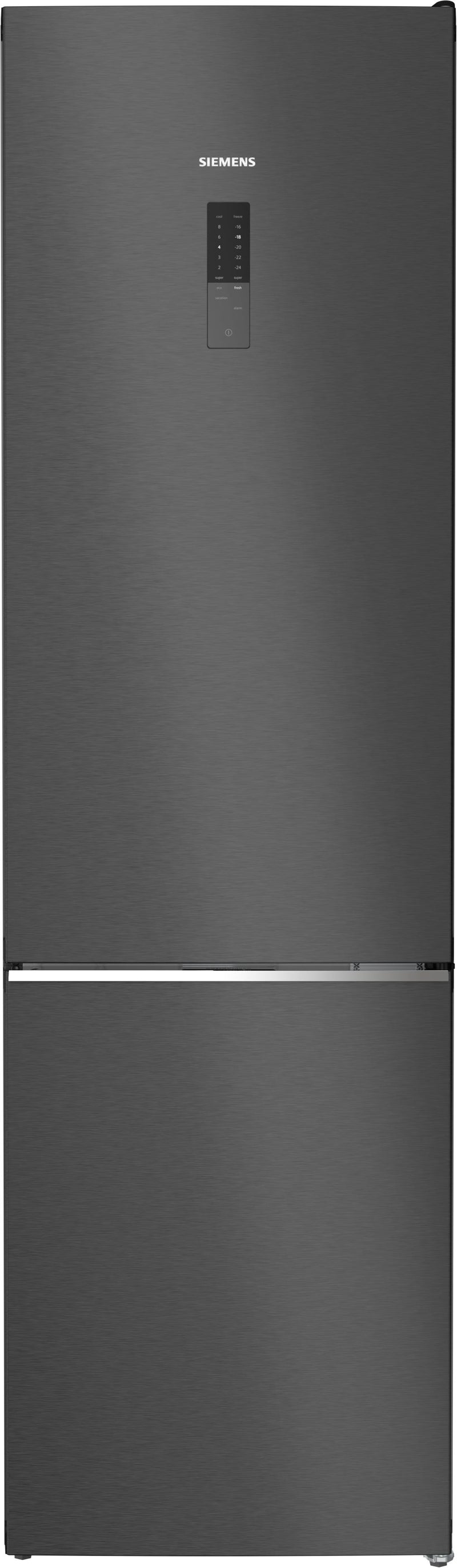 Siemens - iQ500 Free-standing fridge-freezer with freezer at bottom 203 x 60 cm Brushed black steel antiFingerprint KG39NEXBF