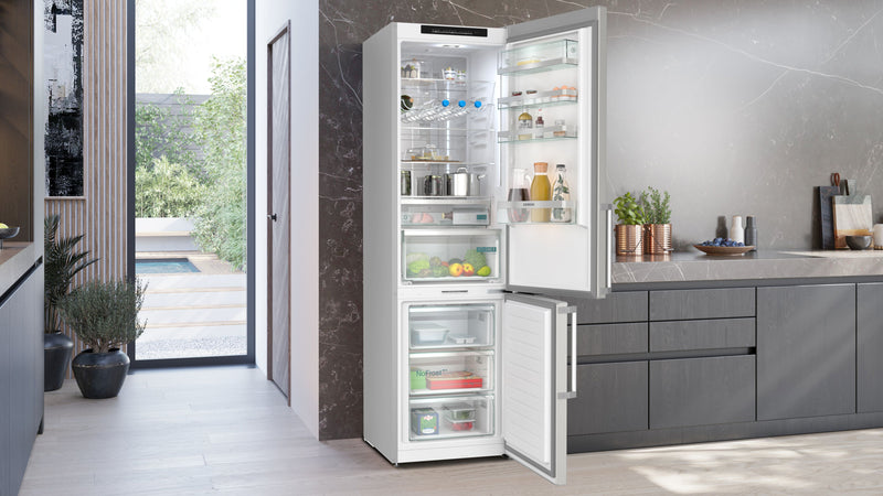 Siemens - iQ500 Free-standing fridge-freezer with freezer at bottom 203 x 60 cm Brushed steel anti-fingerprint KG39NAIAT