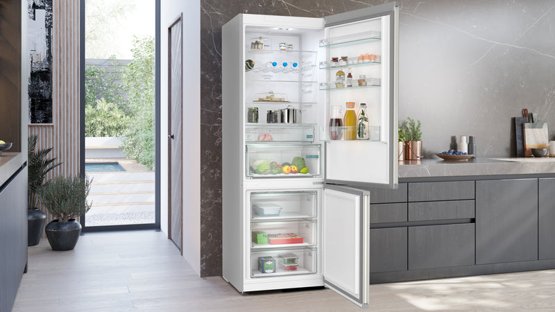 Siemens - iQ300 Free-standing fridge-freezer with freezer at bottom 203 x 70 cm Brushed steel anti-fingerprint KG49NXIDF