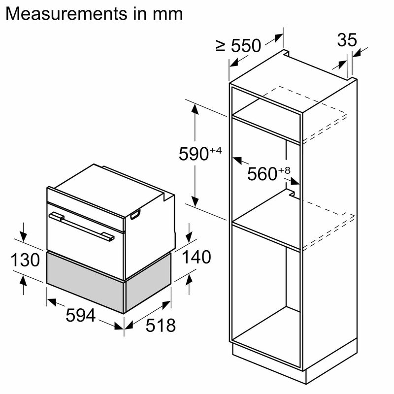 博世 - 系列 8 內置保溫抽屜 60 x 14 公分 黑色 BIC7101B1B