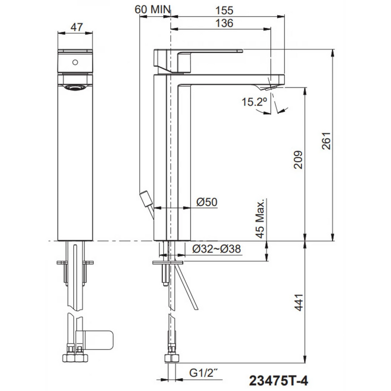 Kohler K-23475T-4-RGD Parallel™ Tall Single Control Lavatory Faucet (Vibrant Rose Gold)
