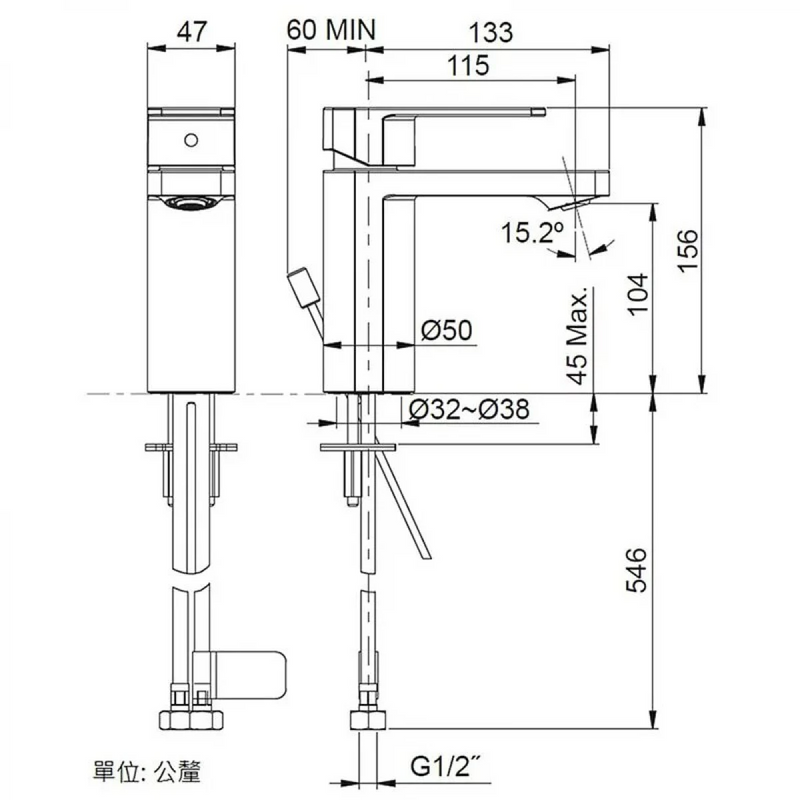 Kohler K-23472T-4-BL Parallel™ Single Control Lavatory Faucet (Matte Black)