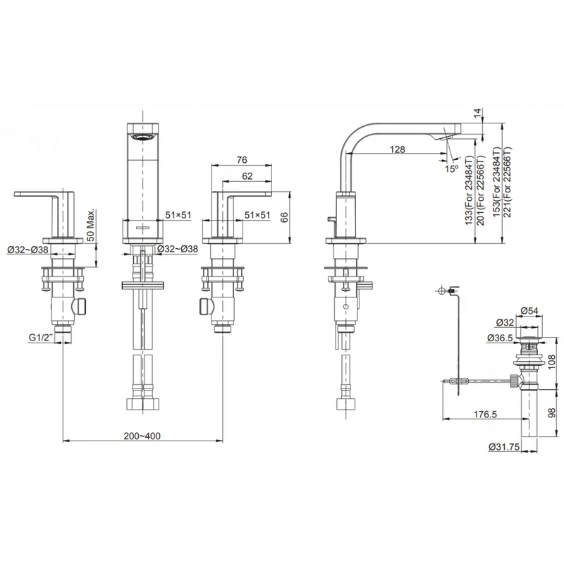 Kohler K-23484T-4-RGD 8.0" Parallel Widespread Lavatory Faucet (Rose Gold)