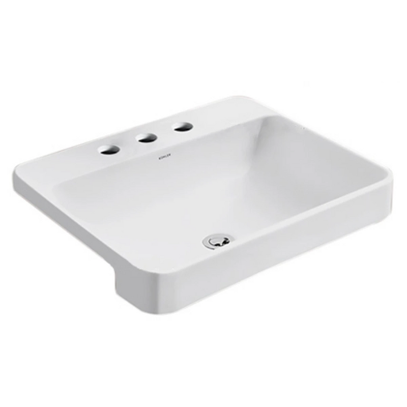 Kohler K-11479X-VC8-0 Forefront Rectangular Semi-recessed Lavatory with 8" Widespread Faucet Holes