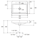 Kohler K-2660X-1-NSG Forefront Rectangular Vessel Lavatory W/Faucet Deck with Single Faucet Hole (Ash Grey)