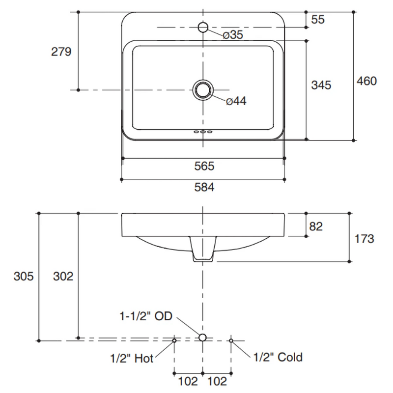 Kohler K-2660X-1-NSG Forefront Rectangular Vessel Lavatory W/Faucet Deck with Single Faucet Hole (Ash Grey)