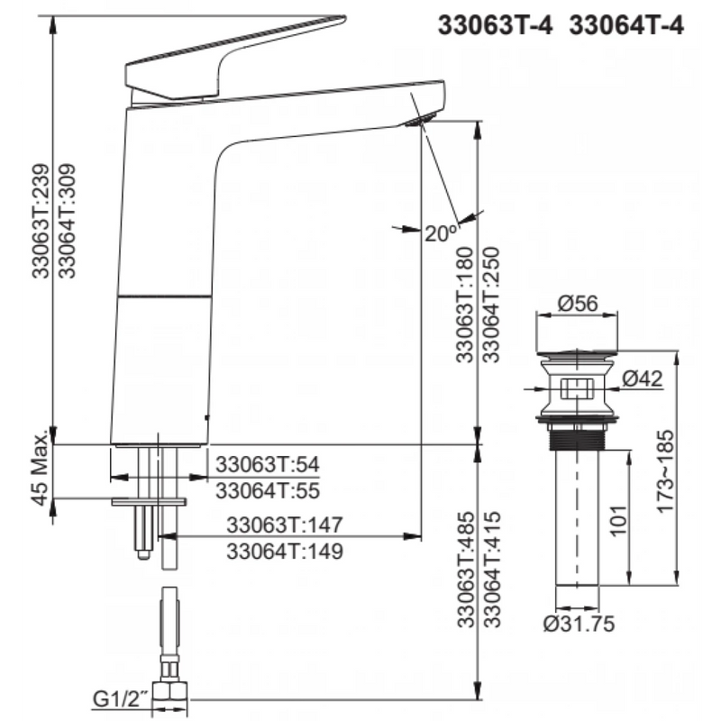 Kohler K-33064T-4-CP Accliv Super Tall Single Control Lavatory Faucet (Polished Chrome)